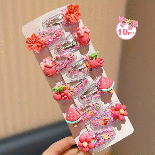 10/20 Multicolor Fruit Flower Hair Clips - Image 2