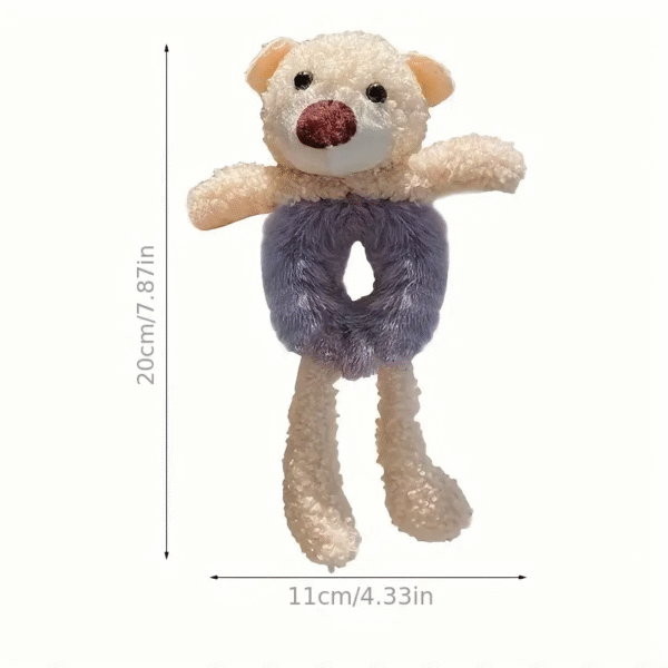 Kawaii Cartoon Plush Hair Rope Blue/Grey - Image 4