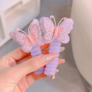 Purple 2pcs Boho Chic Butterfly Spiral Hair Ties