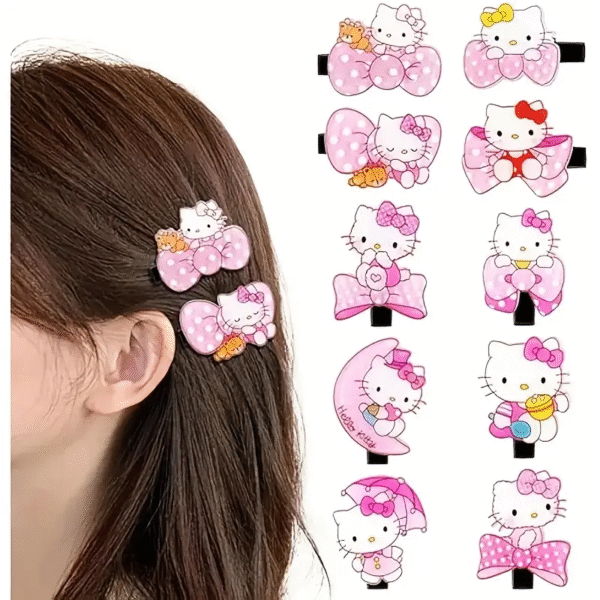 10pcs Hello Kitty Hair Clip Set - Image 2