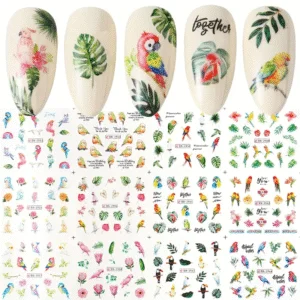 12pcs FULL BEAUTY Cute Cartoon Birds & Watercolor Birds Nail Stickers