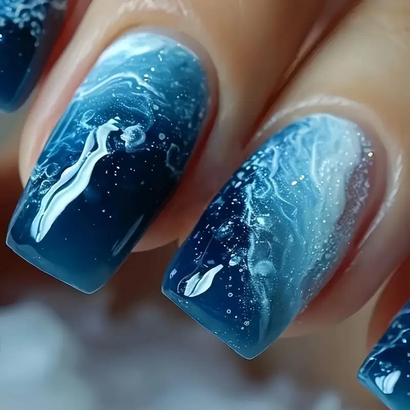 96pcs Ocean Blue Press-On Nail Set  - Image 3